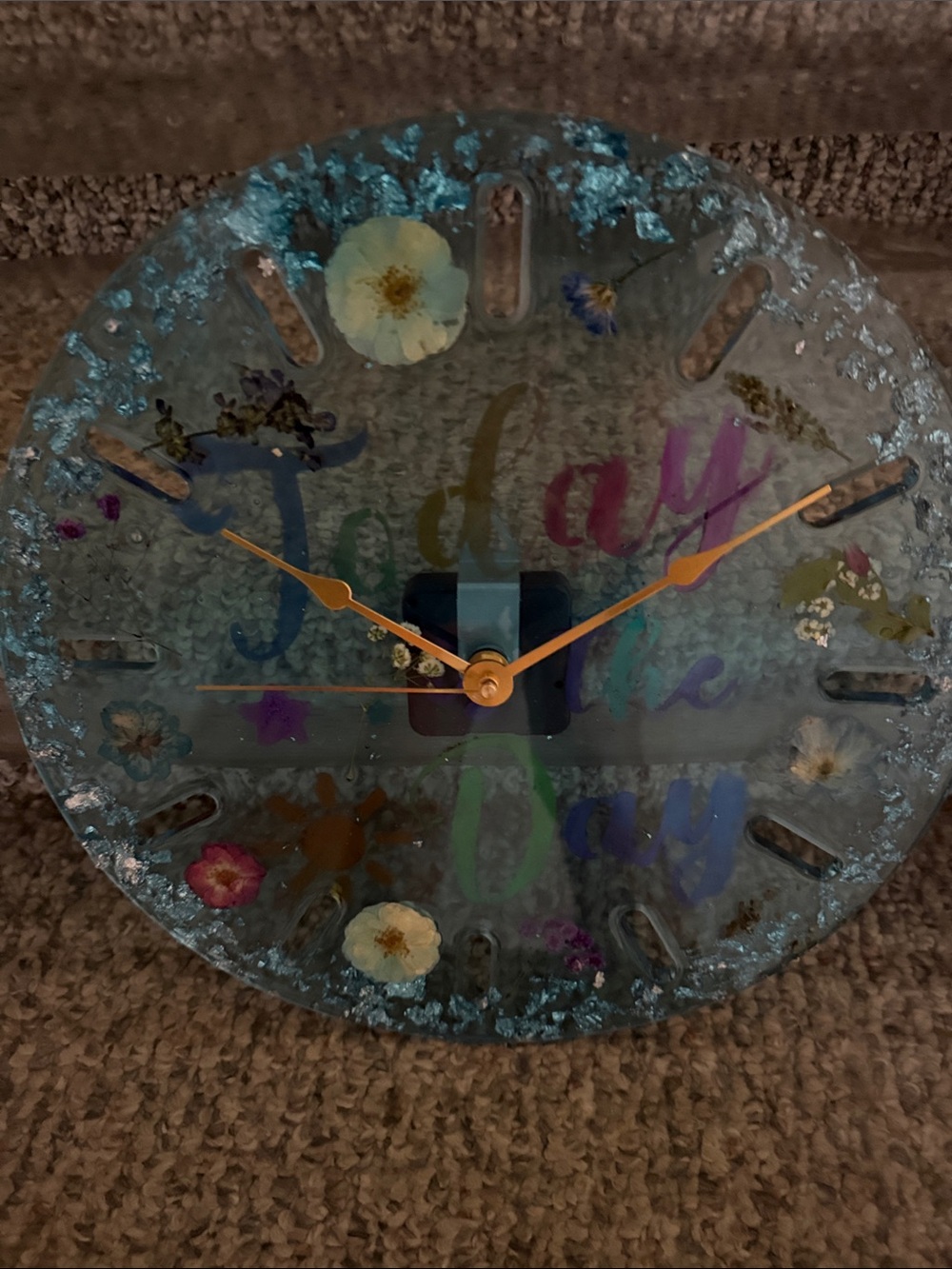 Blue Floral Resin Wall Clock - Day Bright Collection